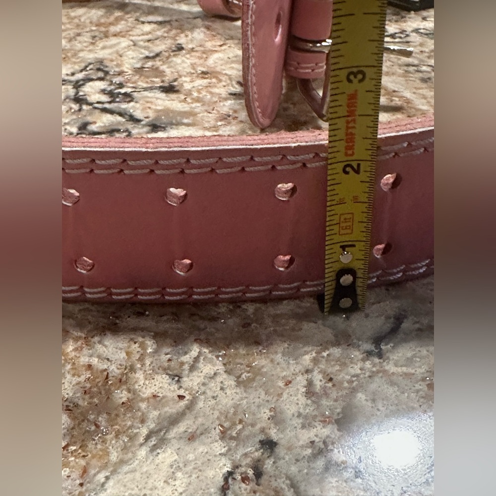 Pink Leather Weight Belt Emazerom Weight Lifting Belt For Ladies Size Large - Picture 7 of 11